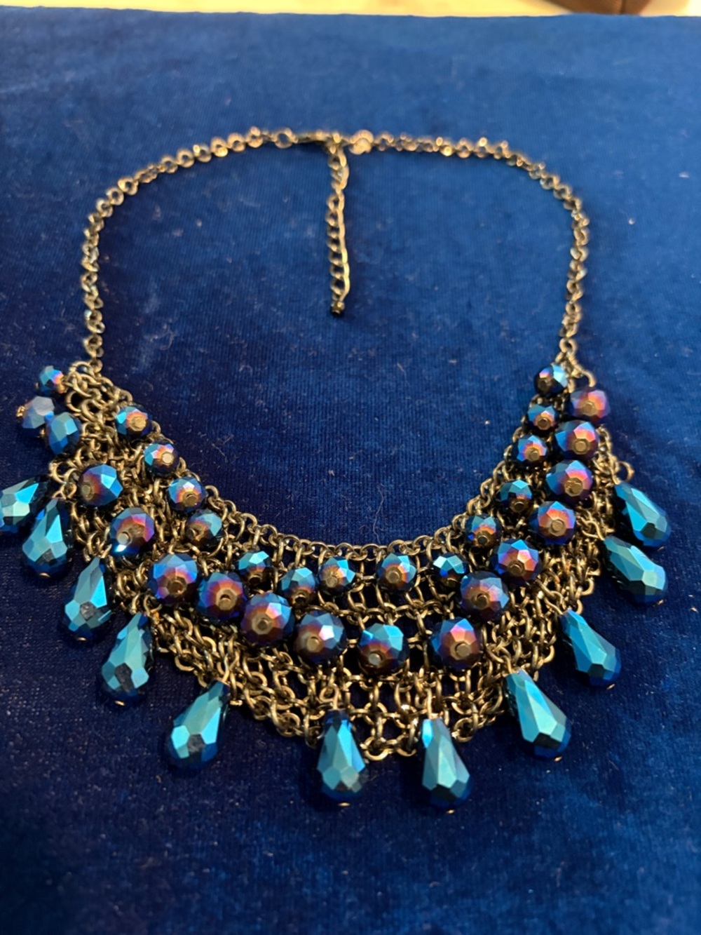 Iridescent Beaded Bib Necklace
